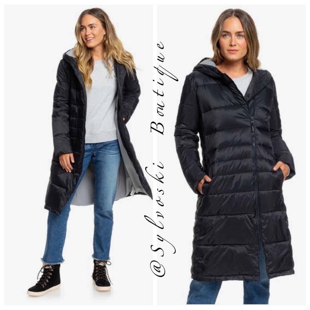 🔥 ROXY Everglade - Longline Hooded Waterproof Puffer Jacket NWT - Picture 5 of 15